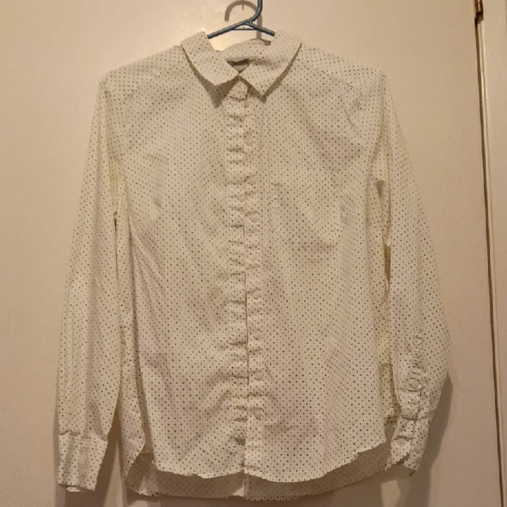H&M Men's Cream Button Down Shirt with Dots